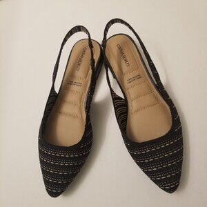 Cynthia Rowley Black and Tan Slingbacks , Flats  size 7.5